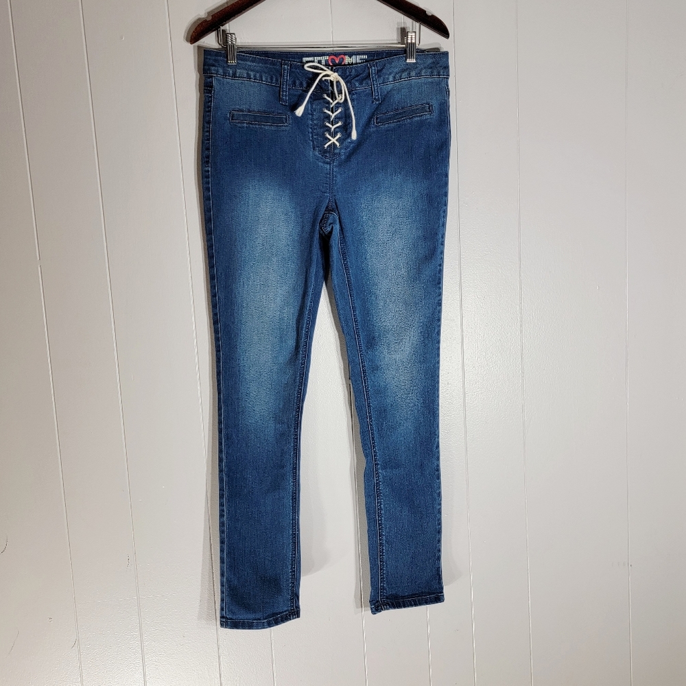 4/$20 Fit Me Lace Up Stretch Skinny Jeans Midrise Size 11